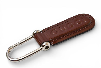 グッチ キーリング/キーホルダー GUCCI ヴィンテージ 042 1569 シルバー/ブラウン 未使用【中古】