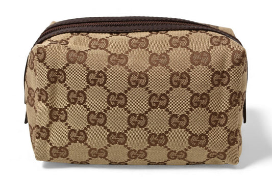 グッチ ポーチ GUCCI GGキャンバス 化粧ポーチ/コスメポーチ GGブラウン/ベージュ 29595【中古】