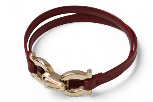 サルヴァトーレ フェラガモ ブレスレット/バングル Salvatore Ferragamo GANCINO/ガンチーニ レッド/ゴールド 未使用【中古】