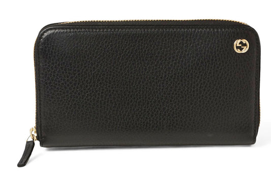 グッチ 財布 GUCCI 長財布/ラウンドファスナー式 レザー 509644 インターロッキングG ブラック【中古】