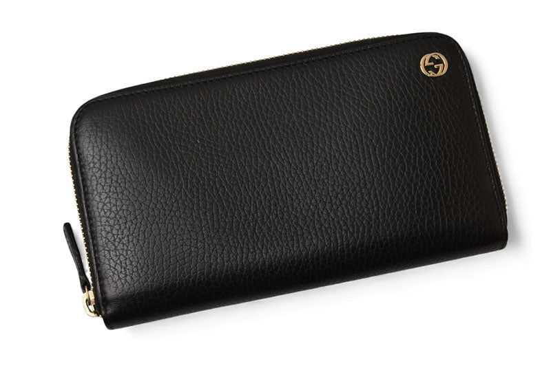 グッチ 財布 GUCCI 長財布/ラウンドファスナー式 レザー 509644 インターロッキングG ブラック【中古】