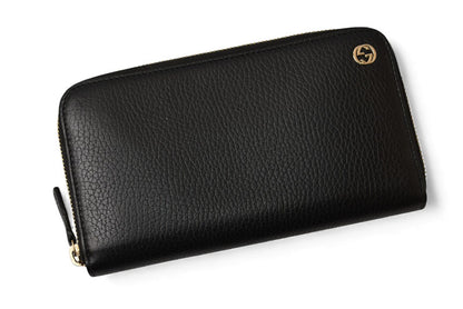 グッチ 財布 GUCCI 長財布/ラウンドファスナー式 レザー 509644 インターロッキングG ブラック【中古】