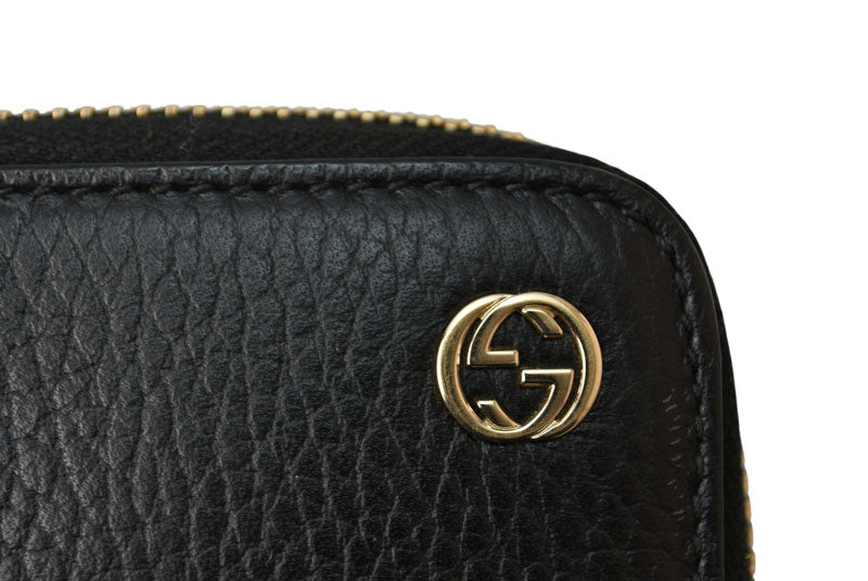 グッチ 財布 GUCCI 長財布/ラウンドファスナー式 レザー 509644 インターロッキングG ブラック【中古】