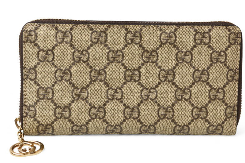 グッチ 財布 GUCCI 長財布/ラウンドファスナー式 GGスプリーム GGブラウン/ベージュ 307982【中古】