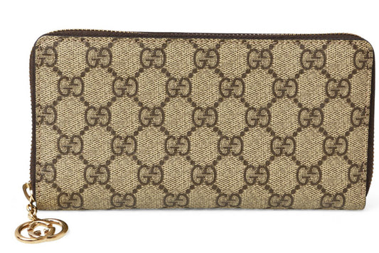 グッチ 財布 GUCCI 長財布/ラウンドファスナー式 GGスプリーム GGブラウン/ベージュ 307982【中古】