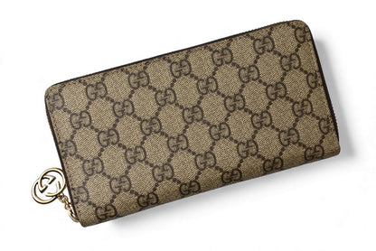 グッチ 財布 GUCCI 長財布/ラウンドファスナー式 GGスプリーム GGブラウン/ベージュ 307982【中古】