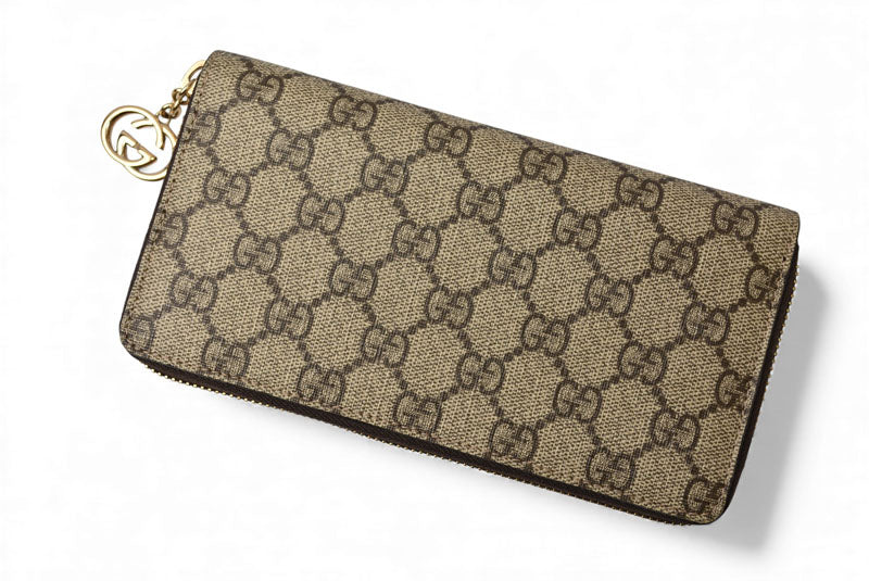 グッチ 財布 GUCCI 長財布/ラウンドファスナー式 GGスプリーム GGブラウン/ベージュ 307982【中古】