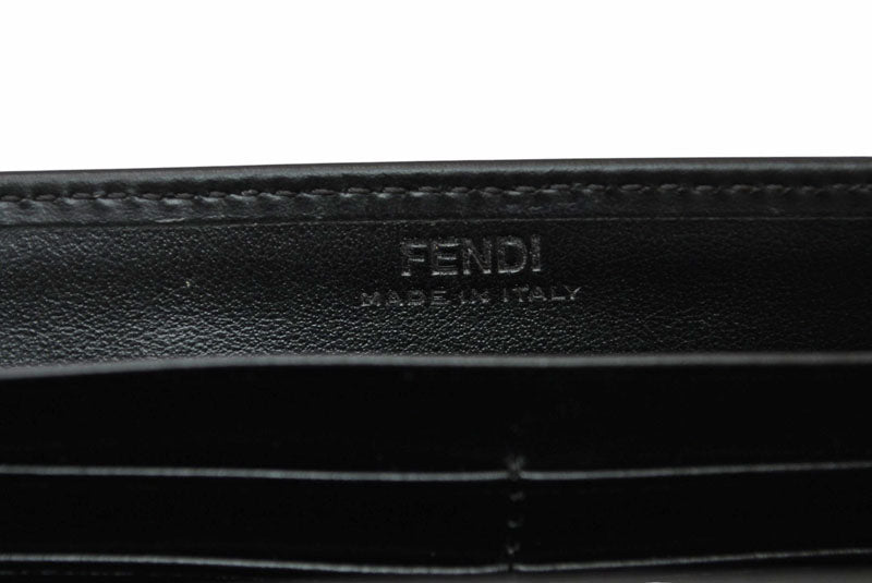 フェンディ 財布 FENDI 二つ折/長財布 レザー レディース/メンズ ロゴエンボス ブラック 8M0251【中古】