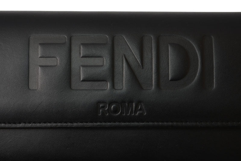 フェンディ 財布 FENDI 二つ折/長財布 レザー レディース/メンズ ロゴエンボス ブラック 8M0251【中古】