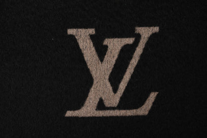 ルイヴィトン マフラー/ウインタースカーフ/ストール LOUIS VUITTON エシャルプ・ジェラムマフラー M71280 カシミヤ100％ ブラック/ベージュ フリンジ【中古】