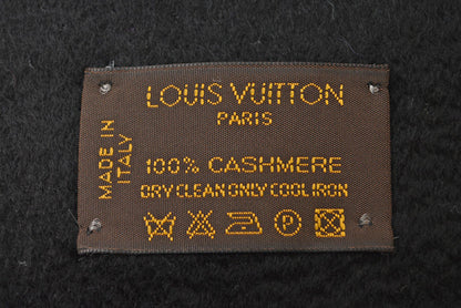 ルイヴィトン マフラー/ウインタースカーフ/ストール LOUIS VUITTON エシャルプ・ジェラムマフラー M71280 カシミヤ100％ ブラック/ベージュ フリンジ【中古】