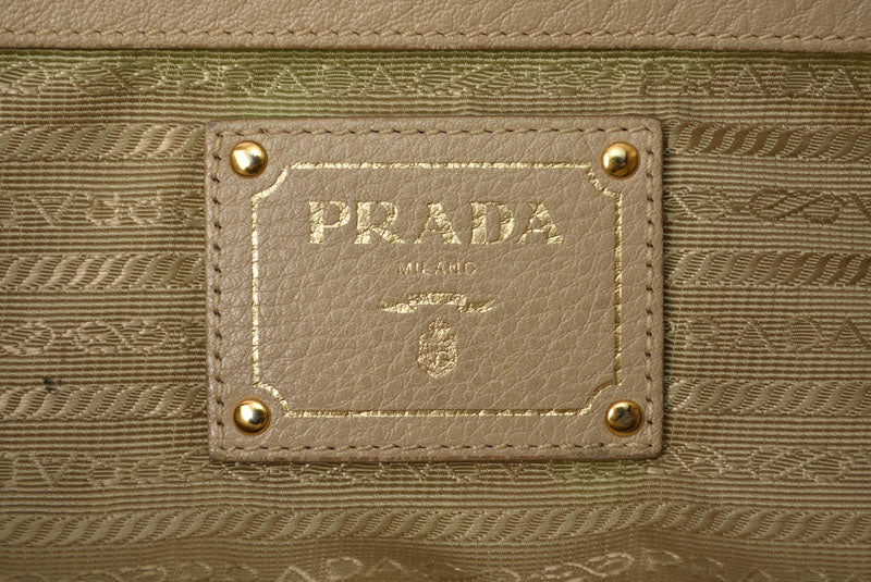 プラダ トートバッグ/ショルダーバッグ 2way PRADA VIT DAINO/鹿革 A4対応 バッグ ベージュ ストラップ付【中古】