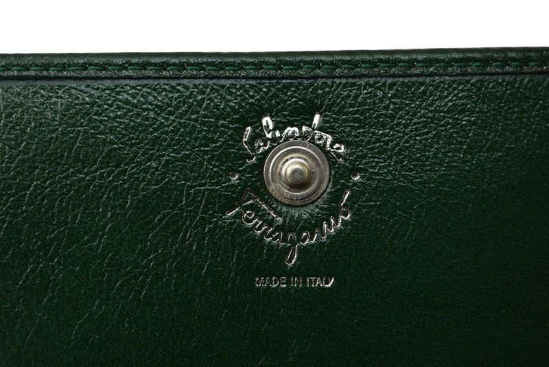 サルヴァトーレフェラガモ 財布/三つ折 Salvatore Ferragamo 折財布 ガンチーニ/グリーン【中古】