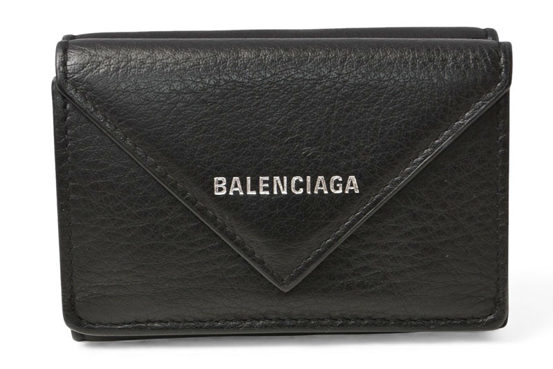 バレンシアガ 財布 BALENCIAGA ミニ財布/三つ折財布 PAPER ZA MINI WALLET ペーパーミニウォレット 391446 ブラック【中古】