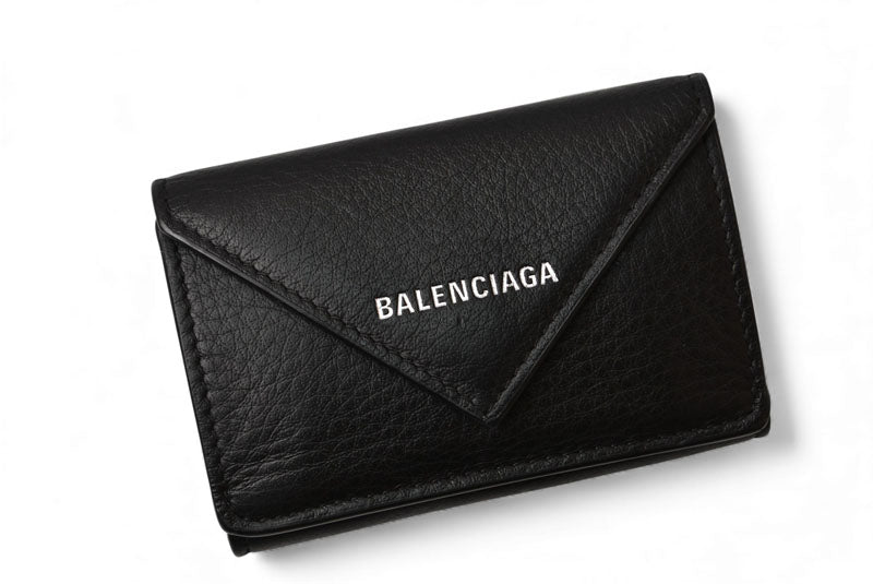 バレンシアガ 財布 BALENCIAGA ミニ財布/三つ折財布 PAPER ZA MINI WALLET ペーパーミニウォレット 391446 ブラック【中古】