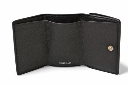 バレンシアガ 財布 BALENCIAGA ミニ財布/三つ折財布 PAPER ZA MINI WALLET ペーパーミニウォレット 391446 ブラック【中古】