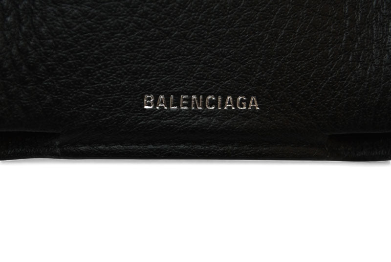 バレンシアガ 財布 BALENCIAGA ミニ財布/三つ折財布 PAPER ZA MINI WALLET ペーパーミニウォレット 391446 ブラック【中古】