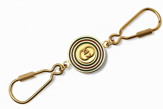 グッチ キーリング/キーホルダー GUCCI ヴィンテージ ゴールド/シェリーライン GGロゴ【中古】