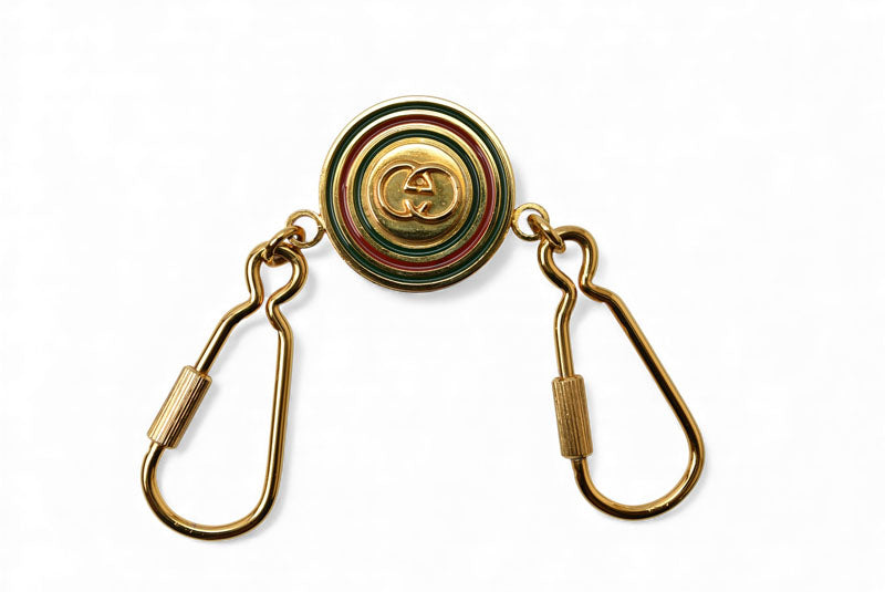グッチ キーリング/キーホルダー GUCCI ヴィンテージ ゴールド/シェリーライン GGロゴ【中古】