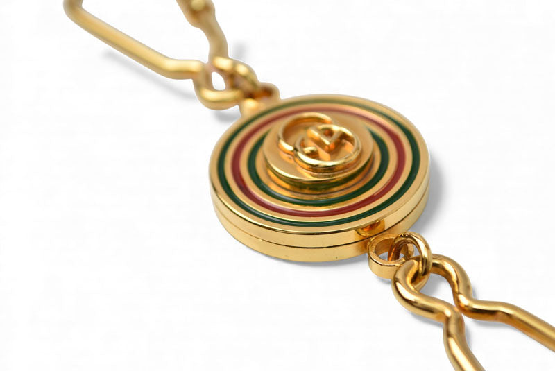 グッチ キーリング/キーホルダー GUCCI ヴィンテージ ゴールド/シェリーライン GGロゴ【中古】
