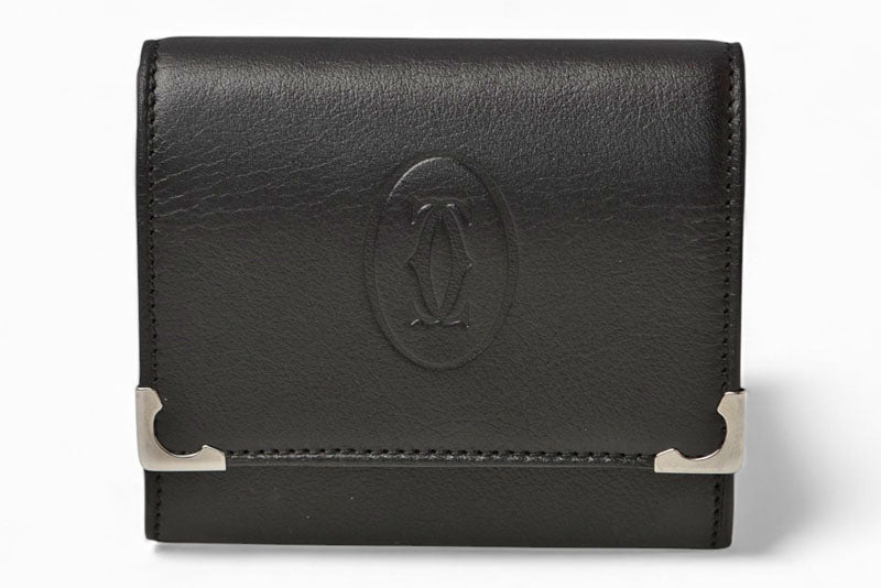 カルティエ コインケース Cartier スクエア コインパース マスト ドゥ カルティエ ブラック【中古】