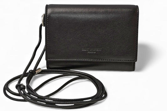 サンローラン 財布/三つ折 YSL SAINT LAURENT スムースレザー ネックストラップ ブラック 820355【中古】