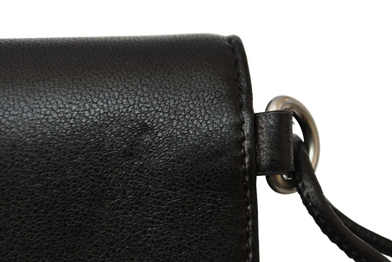 サンローラン 財布/三つ折 YSL SAINT LAURENT スムースレザー ネックストラップ ブラック 820355【中古】