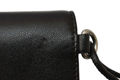 サンローラン 財布/三つ折 YSL SAINT LAURENT スムースレザー ネックストラップ ブラック 820355【中古】