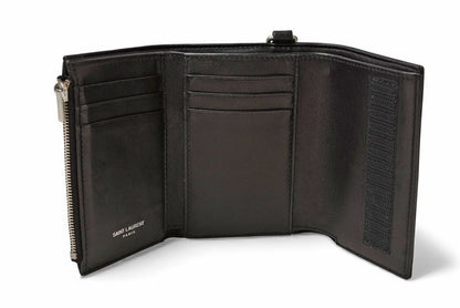 サンローラン 財布/三つ折 YSL SAINT LAURENT スムースレザー ネックストラップ ブラック 820355【中古】