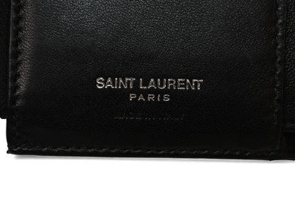 サンローラン 財布/三つ折 YSL SAINT LAURENT スムースレザー ネックストラップ ブラック 820355【中古】