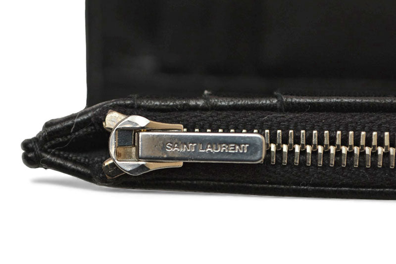 サンローラン 財布/三つ折 YSL SAINT LAURENT スムースレザー ネックストラップ ブラック 820355【中古】