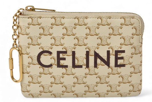 セリーヌ コインケース/キーケース/ポーチ CELINE 小物入れ 10C662 トリオンフ ホワイト【中古】