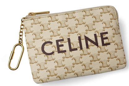 セリーヌ コインケース/キーケース/ポーチ CELINE 小物入れ 10C662 トリオンフ ホワイト【中古】
