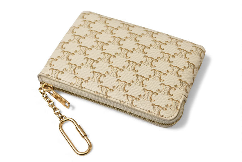 セリーヌ コインケース/キーケース/ポーチ CELINE 小物入れ 10C662 トリオンフ ホワイト【中古】