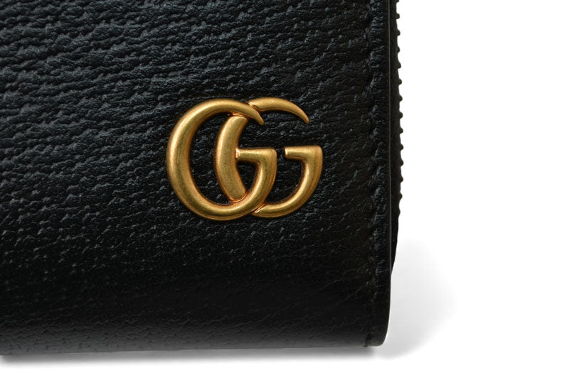 グッチ 未使用 財布 GUCCI 長財布/ラウンドファスナー式 428736 GGマーモント ブラック メンズ/レディース【中古】