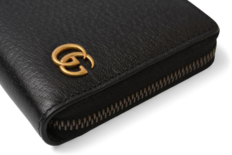 グッチ 未使用 財布 GUCCI 長財布/ラウンドファスナー式 428736 GGマーモント ブラック メンズ/レディース【中古】