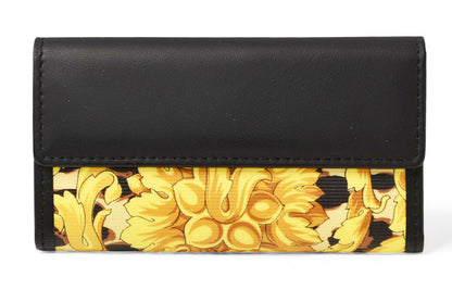 ヴェルサーチ キーケース 5連 VERSACE ヴィンテージ フラワー ブラック/ゴールド【中古】