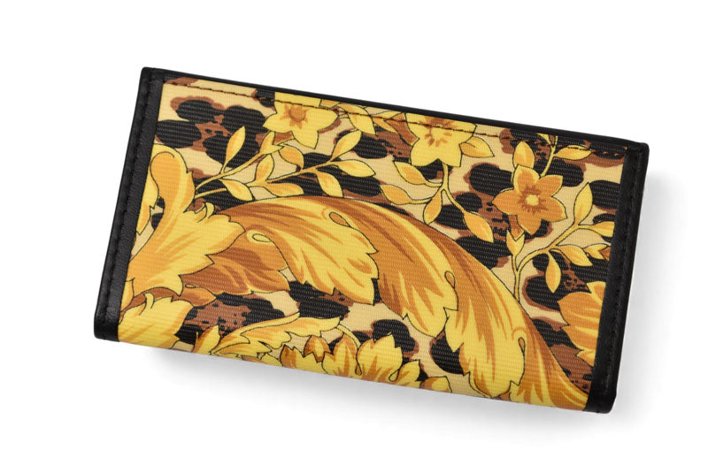 ヴェルサーチ キーケース 5連 VERSACE ヴィンテージ フラワー ブラック/ゴールド【中古】