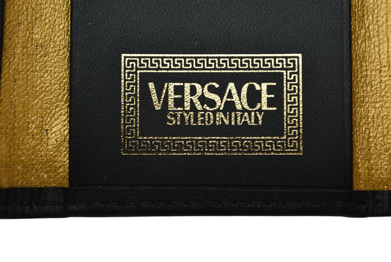 ヴェルサーチ キーケース 5連 VERSACE ヴィンテージ フラワー ブラック/ゴールド【中古】