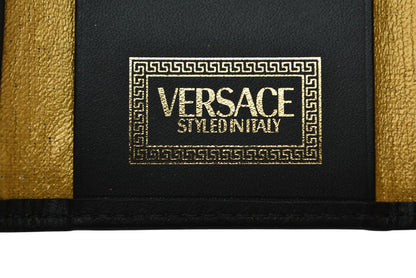 ヴェルサーチ キーケース 5連 VERSACE ヴィンテージ フラワー ブラック/ゴールド【中古】