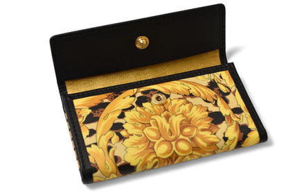 ヴェルサーチ キーケース 5連 VERSACE ヴィンテージ フラワー ブラック/ゴールド【中古】