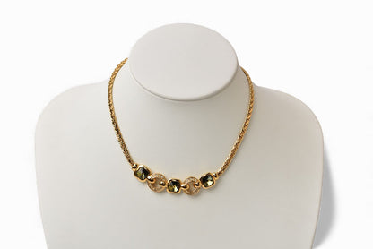 クリスチャンディオール ネックレス Christian Dior ヴィンテージ ラインストーン グリーン/ゴールド【中古】