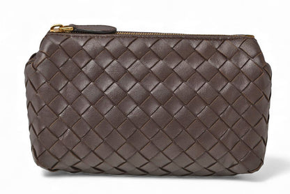 ボッテガヴェネタ コスメポーチ/トラベルポーチ BOTTEGA VENETA イントレチャート ナッパ ダークブラウン 164818 V0010 2040【中古】