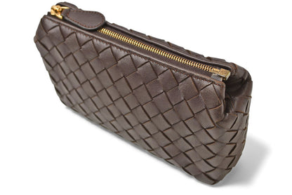 ボッテガヴェネタ コスメポーチ/トラベルポーチ BOTTEGA VENETA イントレチャート ナッパ ダークブラウン 164818 V0010 2040【中古】