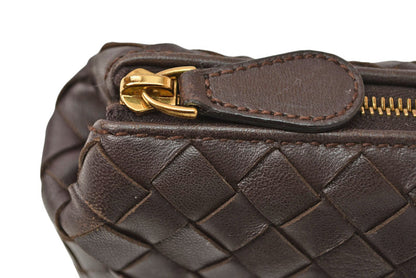 ボッテガヴェネタ コスメポーチ/トラベルポーチ BOTTEGA VENETA イントレチャート ナッパ ダークブラウン 164818 V0010 2040【中古】