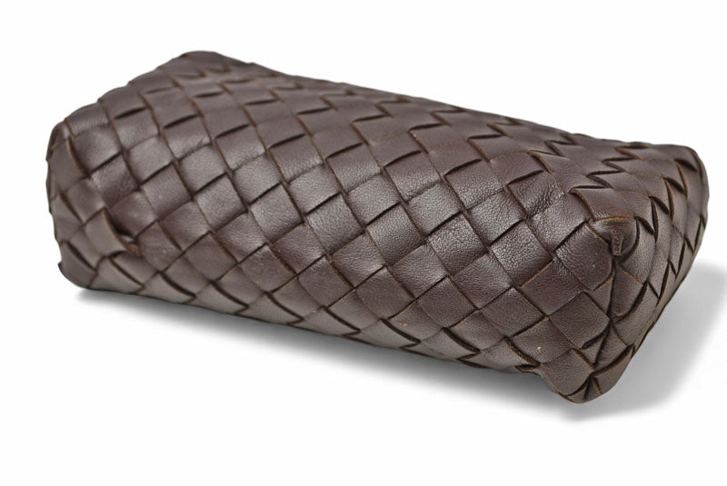 ボッテガヴェネタ コスメポーチ/トラベルポーチ BOTTEGA VENETA イントレチャート ナッパ ダークブラウン 164818 V0010 2040【中古】