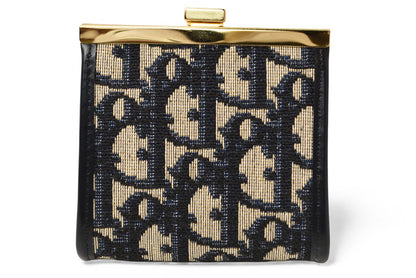 クリスチャンディオール がま口/財布 Christian Dior ミニ財布 トロッター ジャガード ネイビー ヴィンテージ オールド【中古】