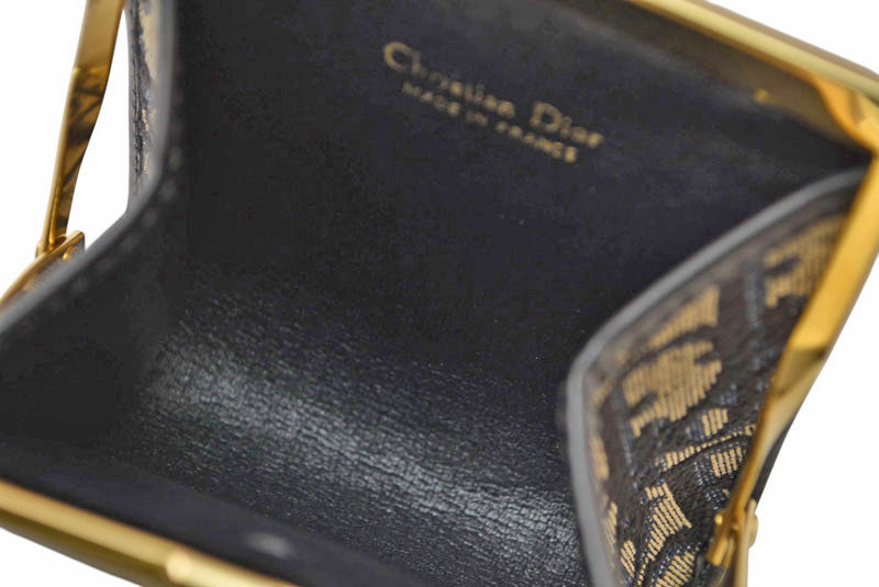 クリスチャンディオール がま口/財布 Christian Dior ミニ財布 トロッター ジャガード ネイビー ヴィンテージ オールド【中古】