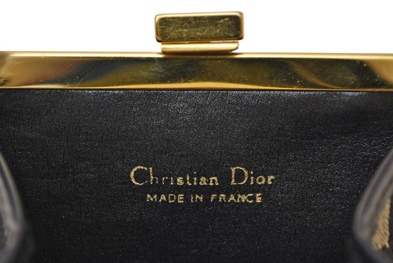 クリスチャンディオール がま口/財布 Christian Dior ミニ財布 トロッター ジャガード ネイビー ヴィンテージ オールド【中古】