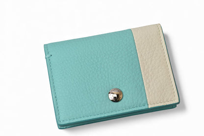 ティファニー カードケース/コインケース/ミニ財布 Tiffany&co. ヴァーティカルフォールド ティファニーブルー/クリーム【中古】